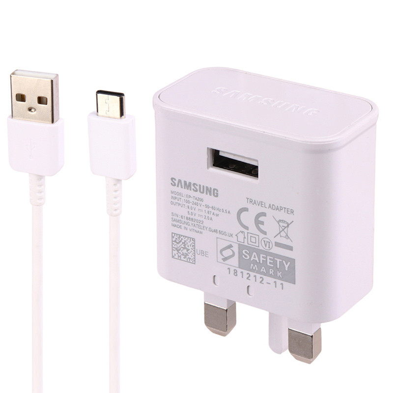 شارژر دیواری فست شارژ Samsung EP-TA20UBECGAE 2A 18W + کابل تایپ سی
