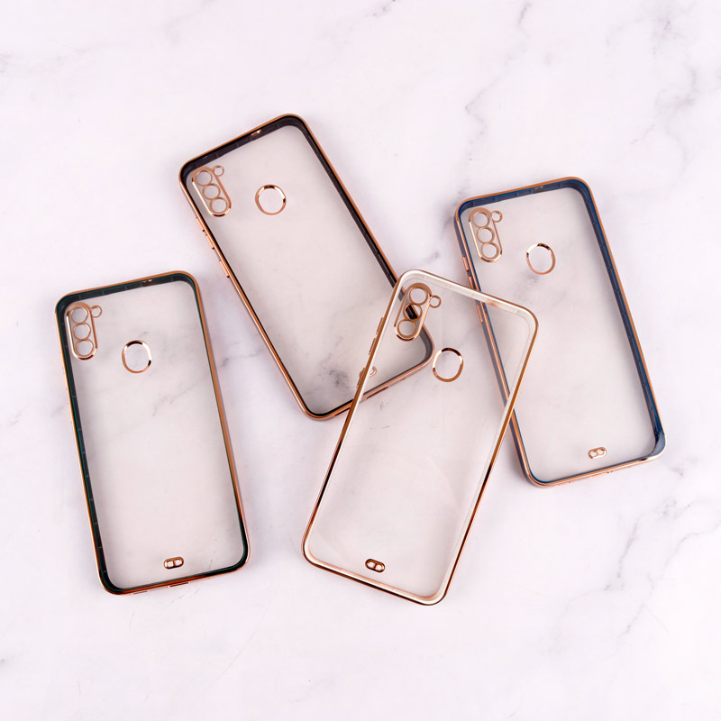 قاب Chrome دور طلایی محافظ لنزدار Samsung Galaxy A11