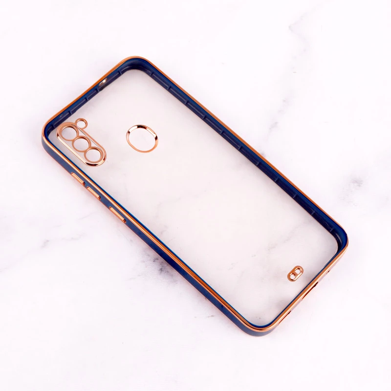 قاب Chrome دور طلایی محافظ لنزدار Samsung Galaxy A11