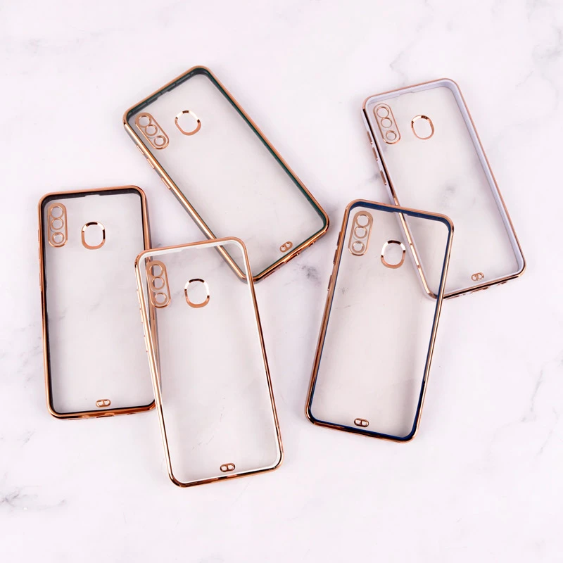 قاب Chrome دور طلایی محافظ لنزدار Samsung Galaxy A20 / A30