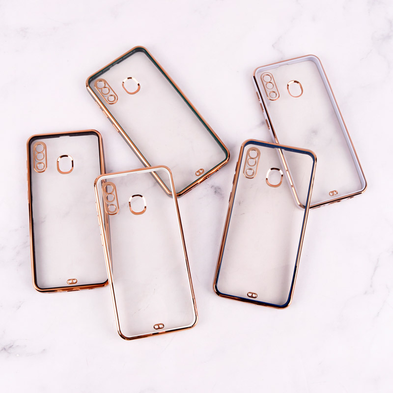 قاب Chrome دور طلایی محافظ لنزدار Samsung Galaxy A20 / A30