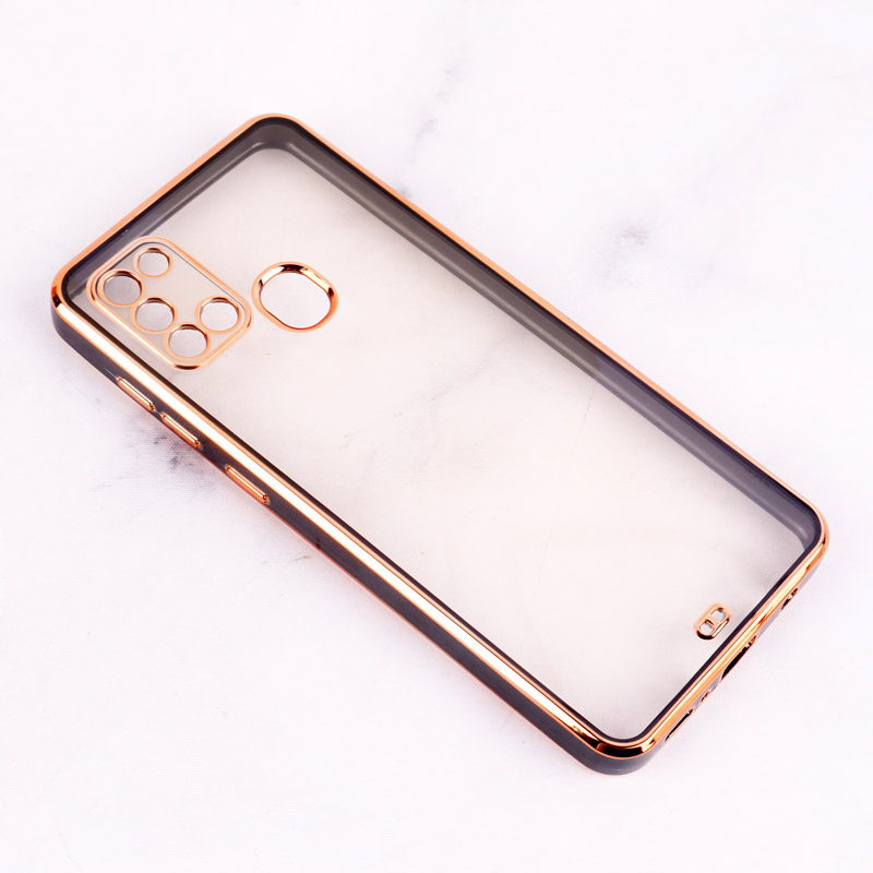 قاب Chrome دور طلایی محافظ لنزدار Samsung Galaxy A21s