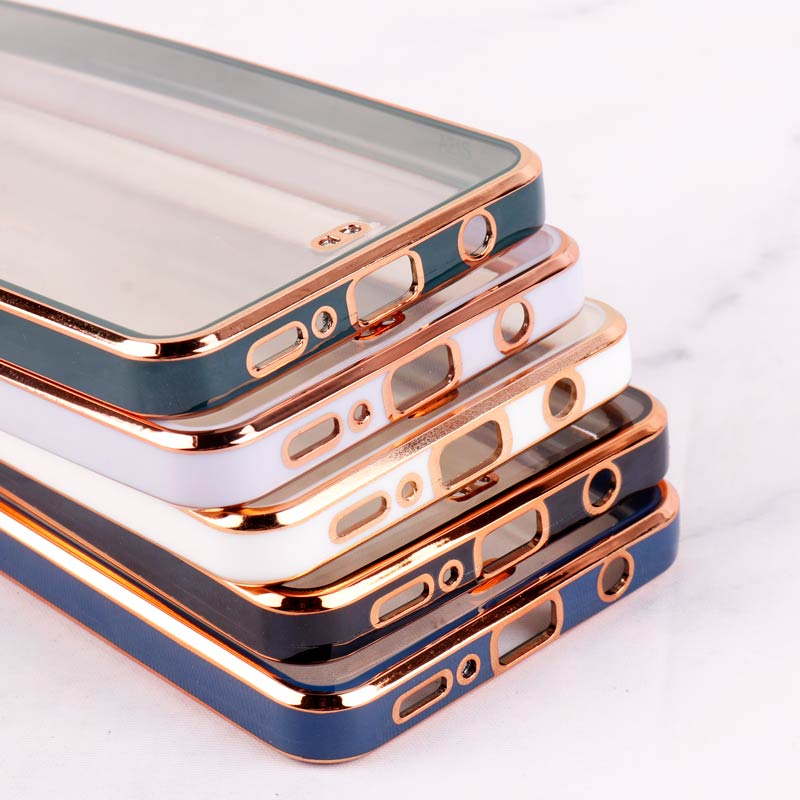 قاب Chrome دور طلایی محافظ لنزدار Samsung Galaxy A21s