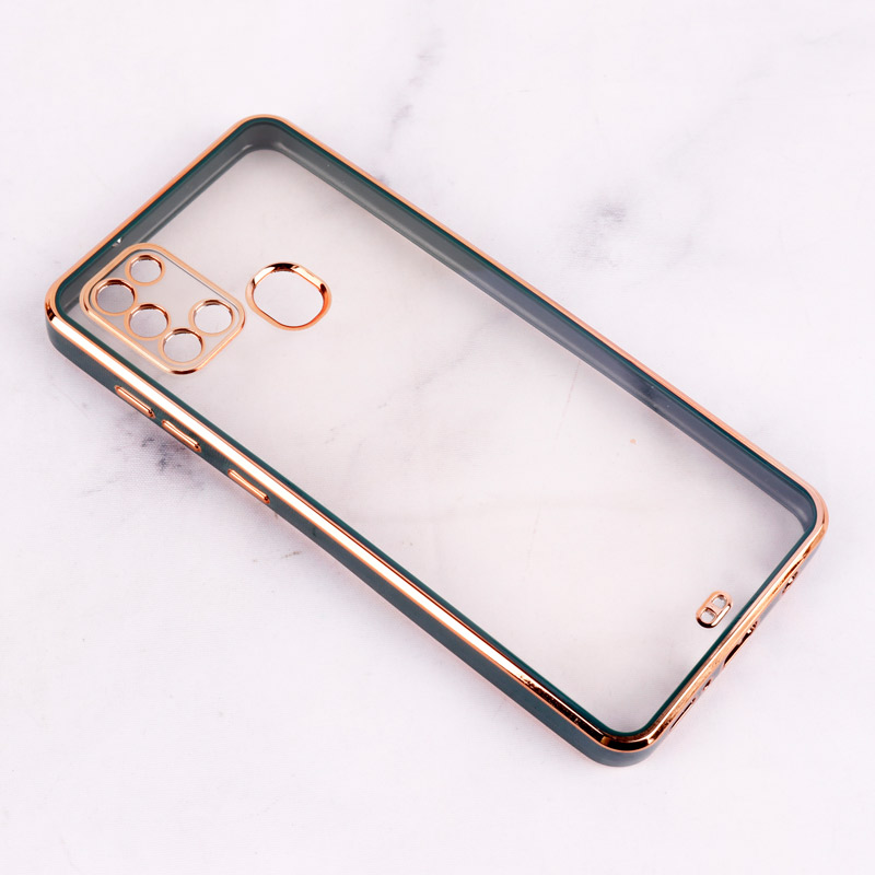 قاب Chrome دور طلایی محافظ لنزدار Samsung Galaxy A21s
