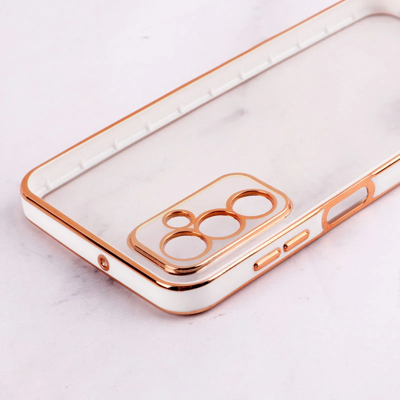 قاب Chrome دور طلایی محافظ لنزدار Samsung Galaxy M23 سفید