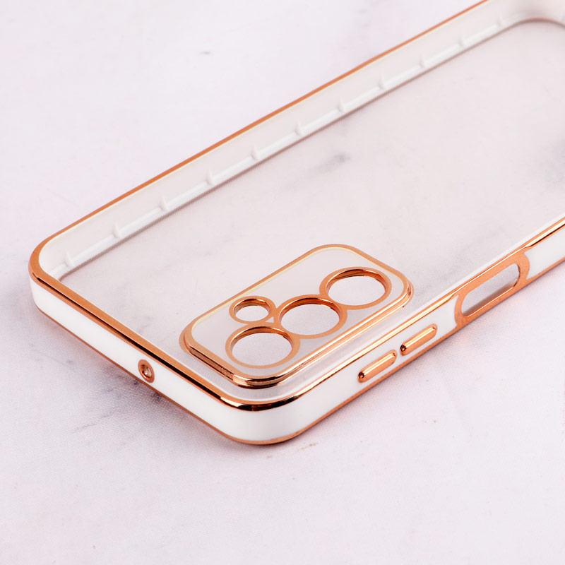 قاب Chrome دور طلایی محافظ لنزدار Samsung Galaxy M23 سفید