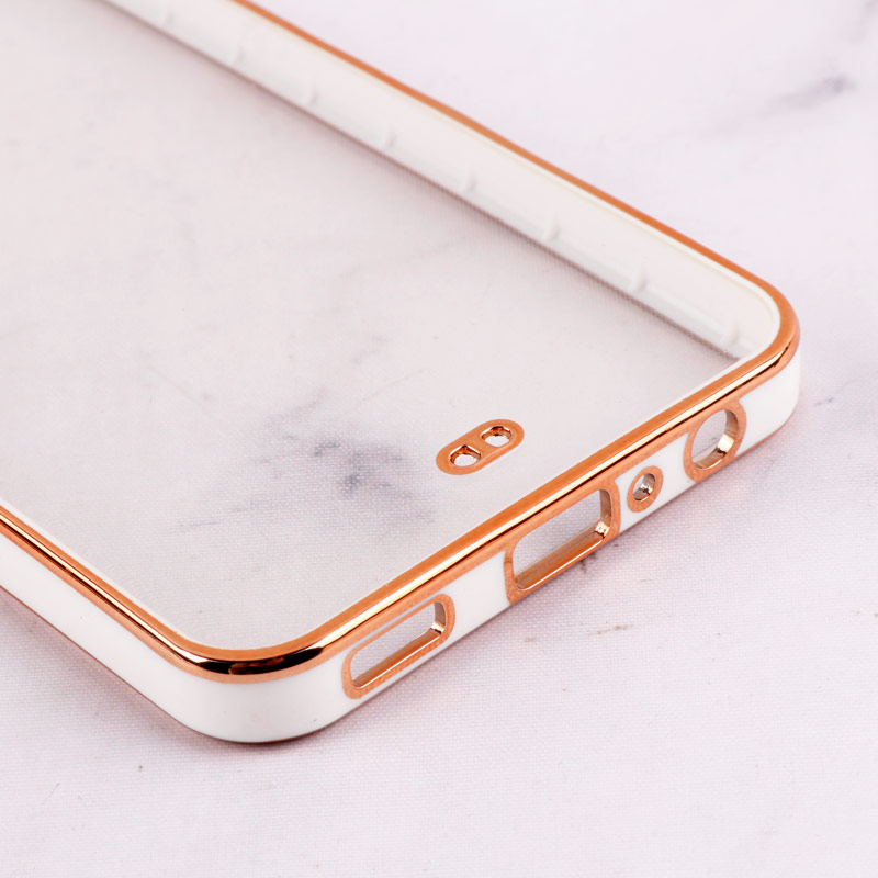 قاب Chrome دور طلایی محافظ لنزدار Samsung Galaxy M23 سفید