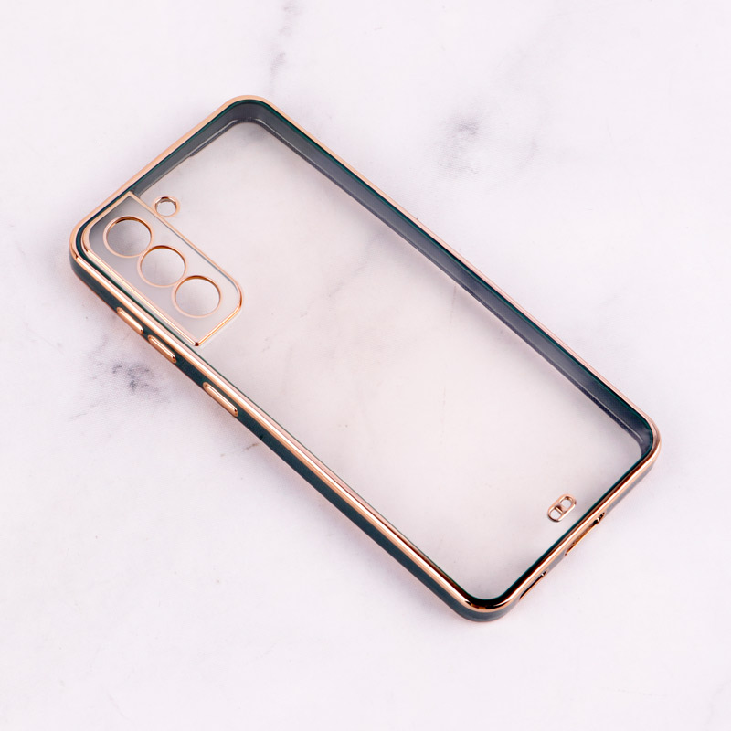 قاب Chrome دور طلایی محافظ لنزدار Samsung Galaxy S21