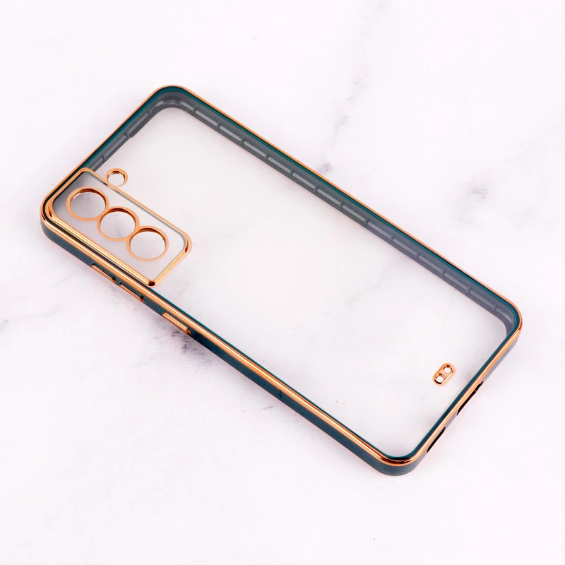 قاب Chrome دور طلایی محافظ لنزدار Samsung Galaxy S21 FE