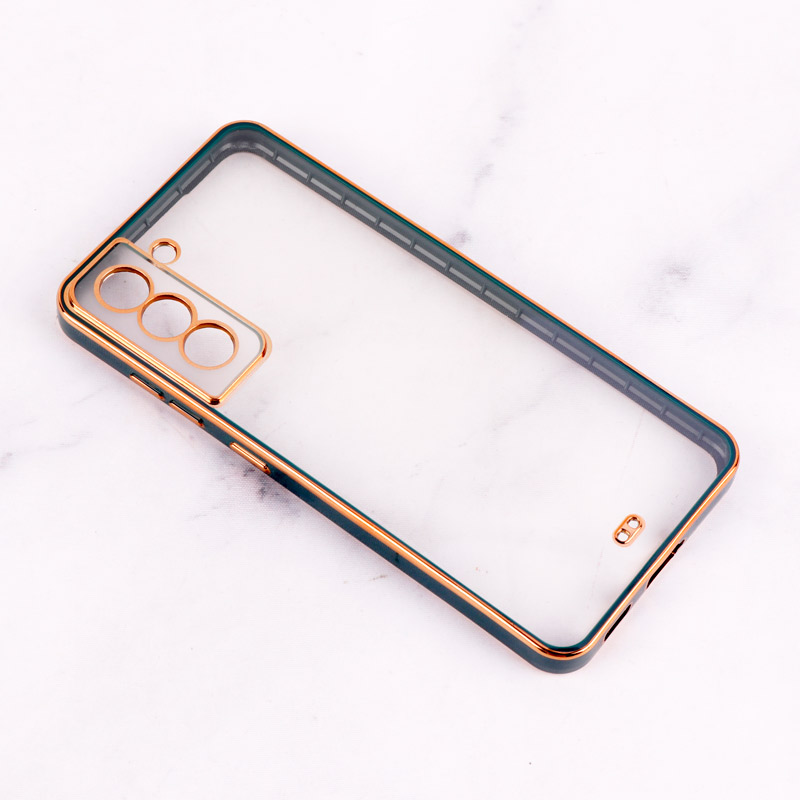 قاب Chrome دور طلایی محافظ لنزدار Samsung Galaxy S21 FE