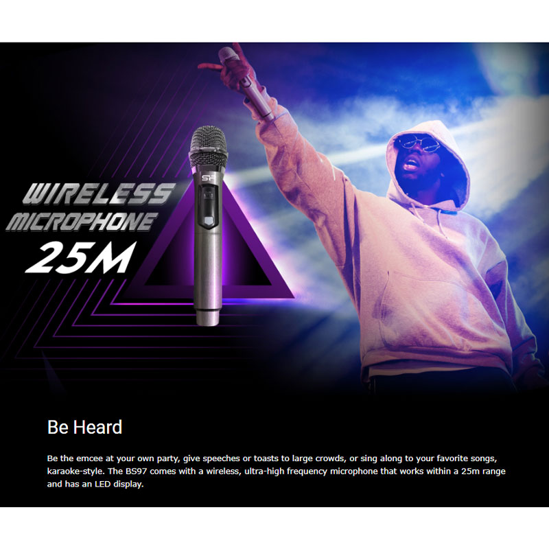 اسپیکر چمدانی بلوتوثی رم و فلش خور Silicon Power BS97 + میکروفون و ریموت کنترل