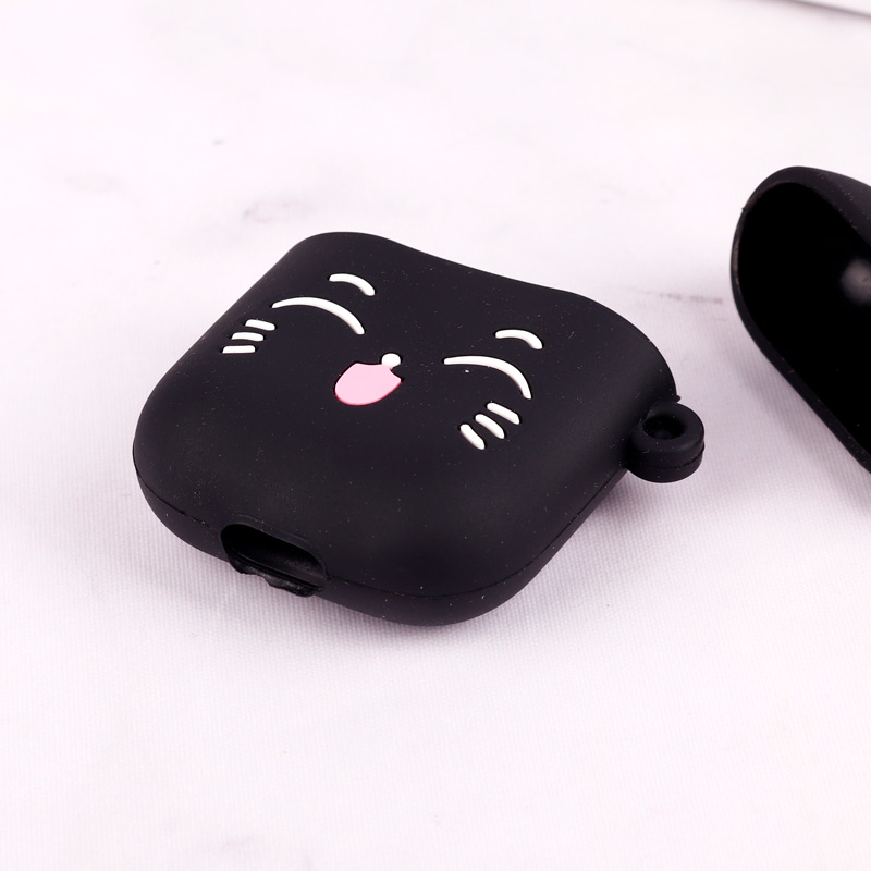محافظ  AirPods 1 / 2 سیلیکونی عروسکی کیتی مشکی