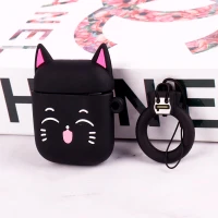 محافظ  AirPods 1 / 2 سیلیکونی عروسکی کیتی مشکی