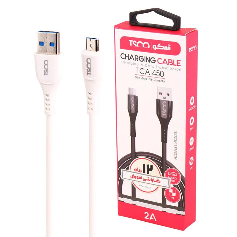 کابل میکرو یو اس بی 2 آمپر تسکو TCA450 طول 1 متر