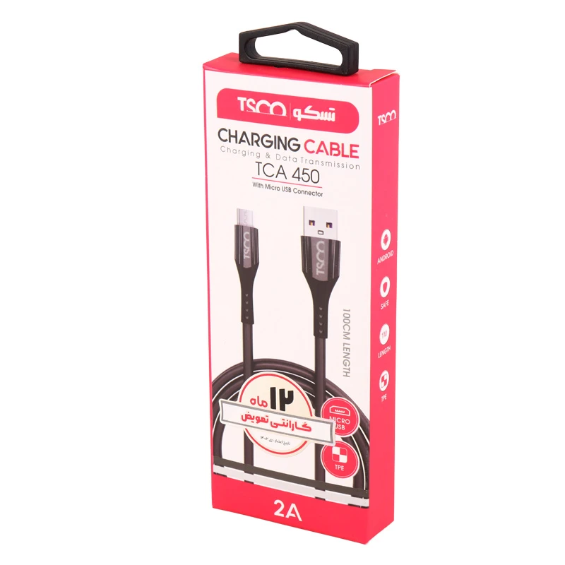 کابل میکرو یو اس بی 2 آمپر تسکو TCA450 طول 1 متر