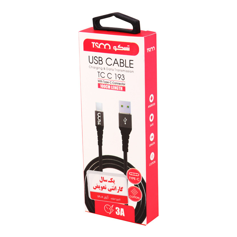 کابل تایپ سی TSCO TCC193 3A 1m