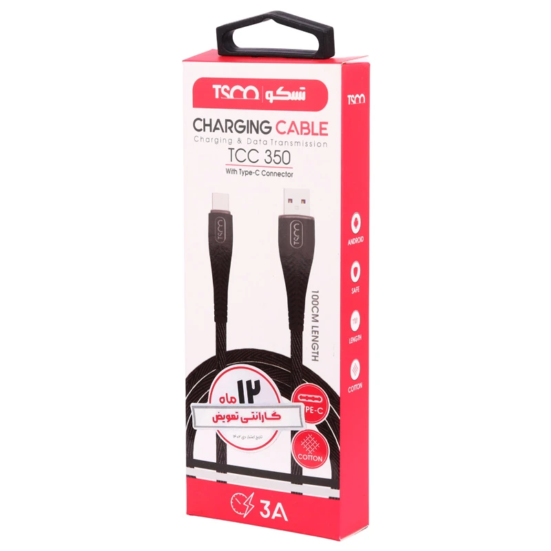 کابل تایپ سی 3 آمپر تسکو TCC350 طول 1 متر