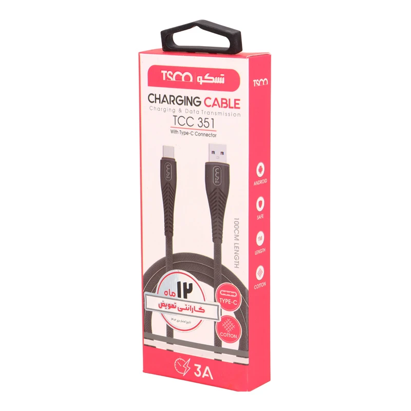 کابل تایپ سی 3 آمپر تسکو TCC351 طول 1 متر