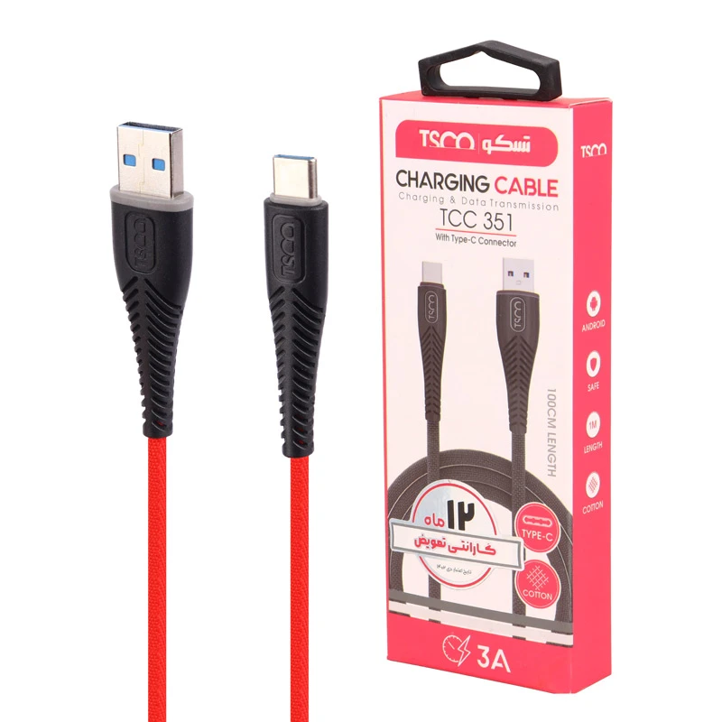 کابل تایپ سی 3 آمپر تسکو TCC351 طول 1 متر
