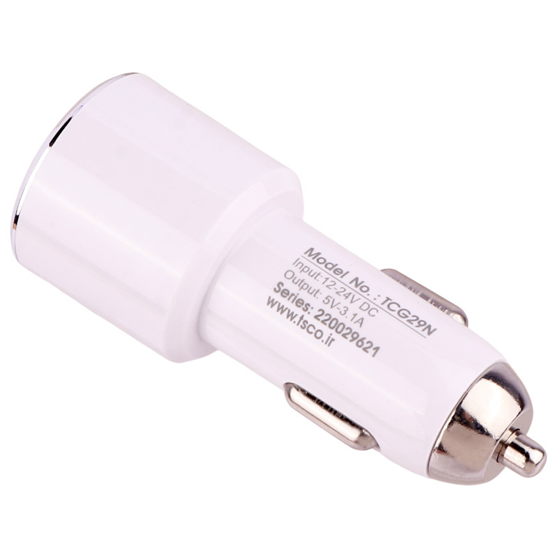 شارژر فندکی فست شارژ TSCO TCG 29N 3.1A 15.5W + کابل تایپ سی