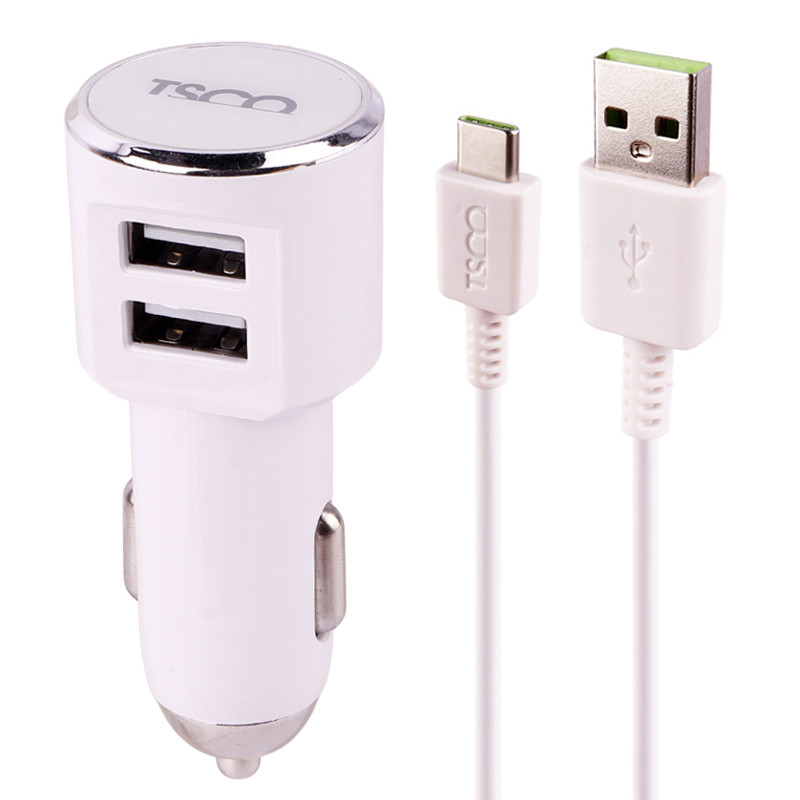 شارژر فندکی فست شارژ TSCO TCG 29N 3.1A 15.5W + کابل تایپ سی