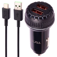 شارژر فندکی فست شارژ TSCO TCG 37 3A QC3.0 PD 30W + کابل تایپ سی
