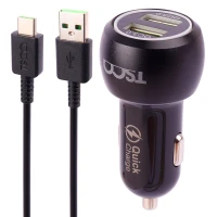 شارژر فندکی فست شارژ TSCO TCG 38 3A QC3.0 PD 36W + کابل تایپ سی