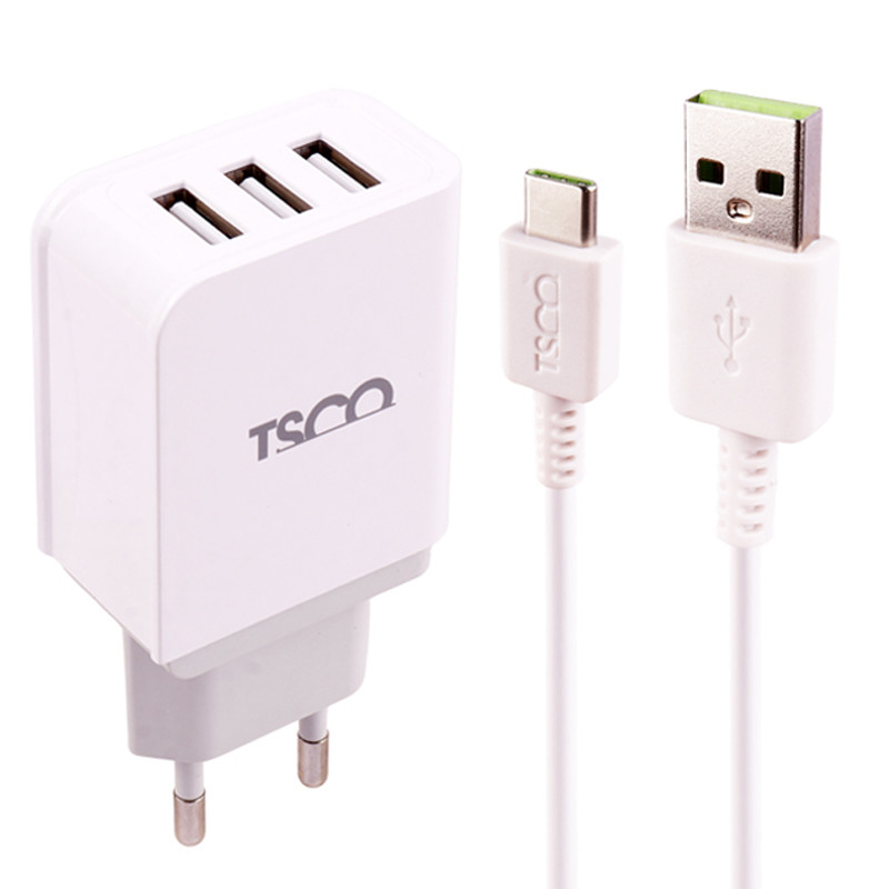 شارژر دیواری TSCO TTC 59 3Port 3.1A 15.5W + کابل تایپ سی