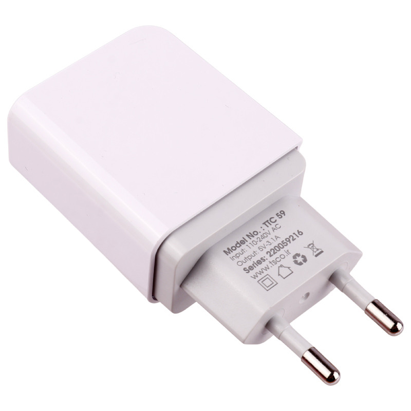 شارژر دیواری TSCO TTC 59 3Port 3.1A 15.5W + کابل تایپ سی