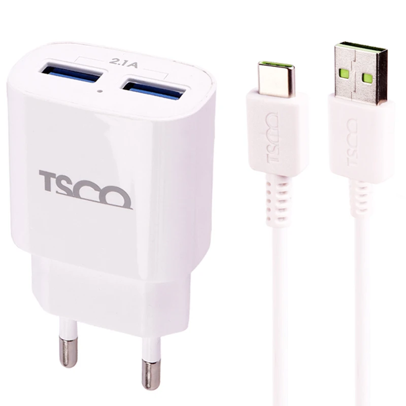 شارژر دیواری 10.5 وات تسکو TTC 62 2.1A + کابل تایپ سی