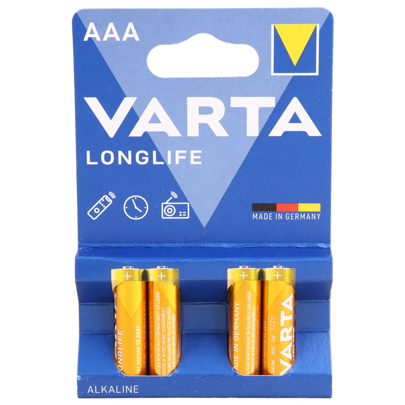 باتری چهارتایی نیم قلمی Varta Long Life Alkaline R03 1.5V AAA