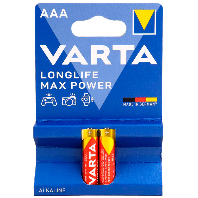 باتری دوتایی نیم قلمی Varta Long Life Max Power Alkaline LR03/MN2400 1.5V AAA