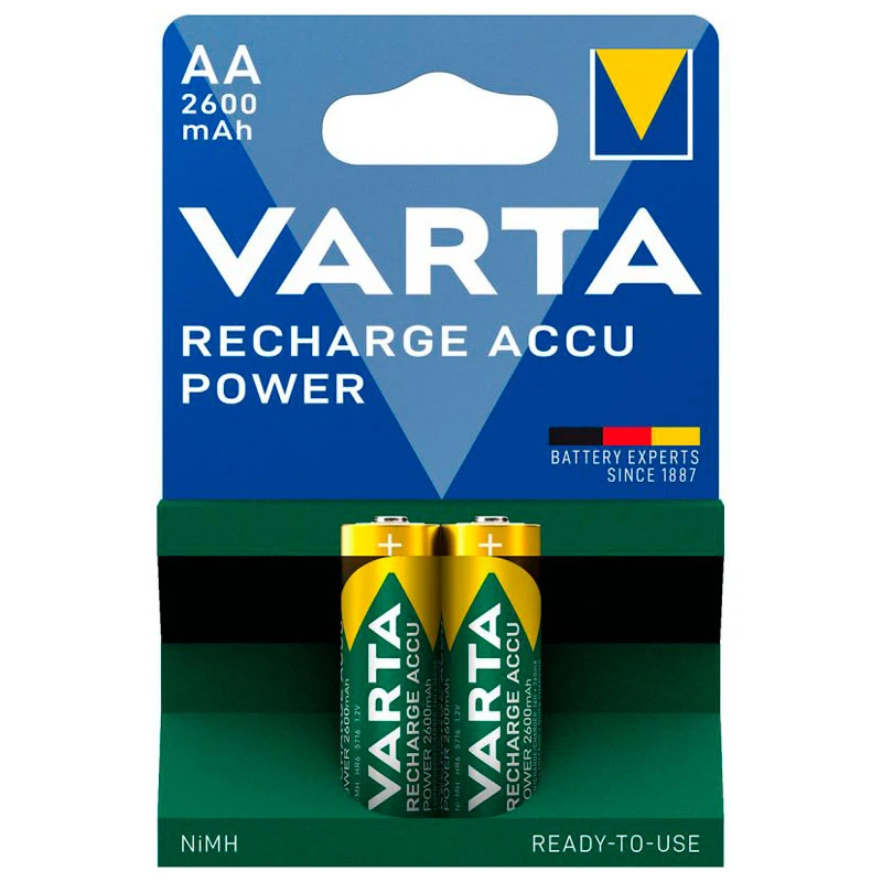 باتری دوتایی قلمی شارژی Varta Recharge Accu Power NiMH AA 2600mAh