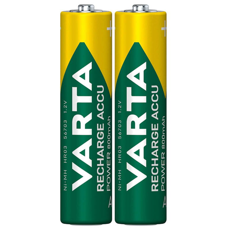 باتری دوتایی نیم قلمی شارژی Varta Recharge Accu Power NiMH AAA 800mAh