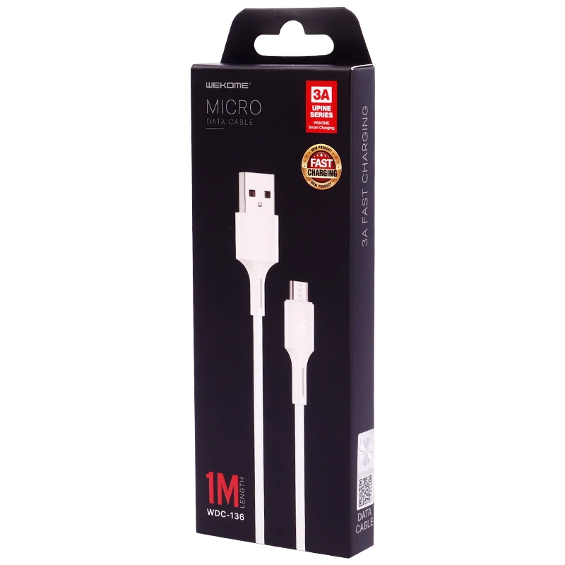 کابل میکرو یو اس بی فست شارژ 3 آمپر Wekome Upine WDC-136 طول 1 متر