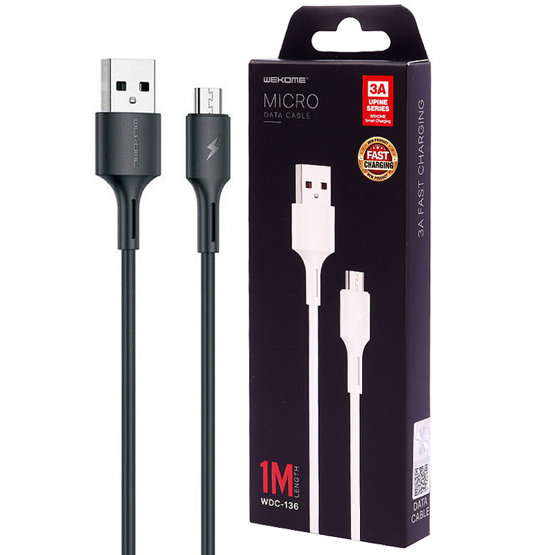 کابل میکرو یو اس بی فست شارژ Wekome Upine WDC-136 3A 1m