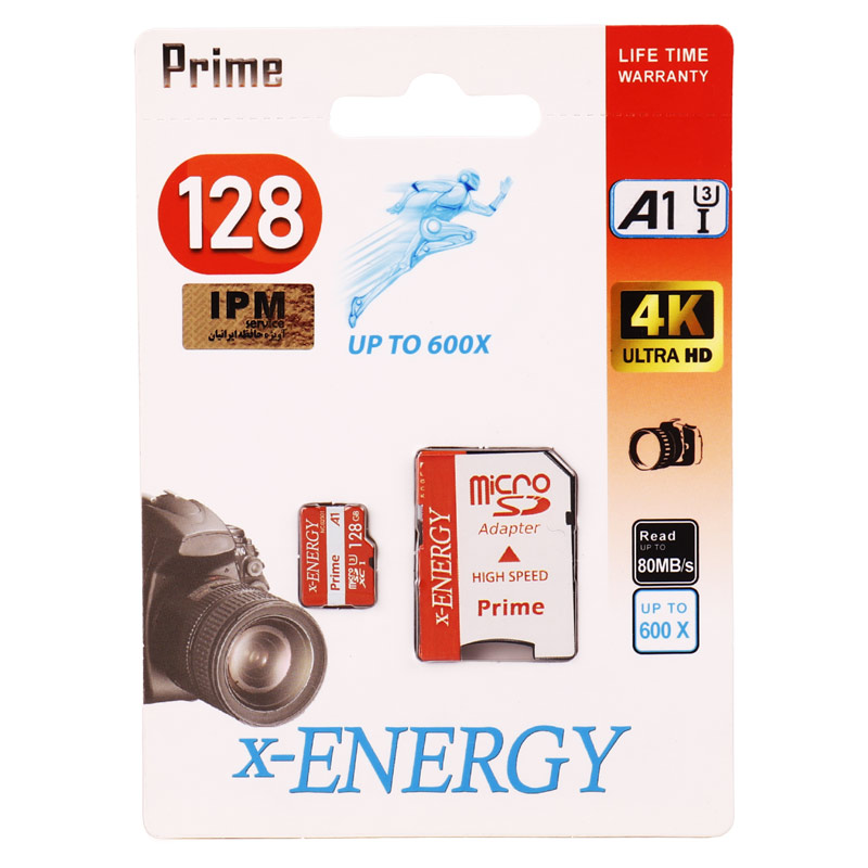 رم میکرو 128 گیگ ایکس انرژی X-Energy Prime 600X A1 U3 C10 80MB/s + خشاب