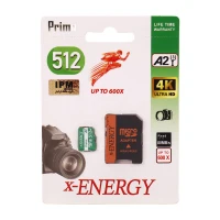 رم میکرو 512 گیگ ایکس انرژی X-Energy Prime 600X A2 U3 C10 80MB/s + خشاب