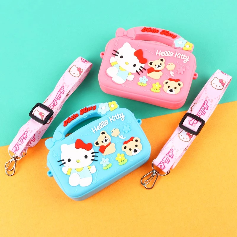 کیف هندزفری سیلیکونی بنددار چمدانی Hello Kitty