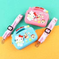 کیف هندزفری سیلیکونی بنددار چمدانی Hello Kitty
