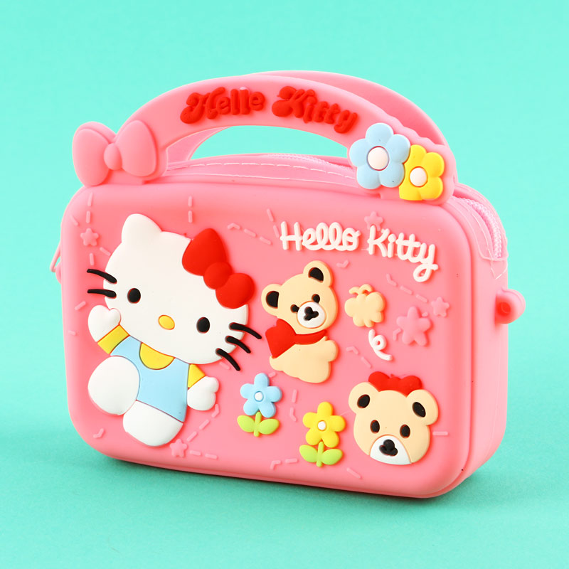 کیف هندزفری سیلیکونی بنددار چمدانی Hello Kitty