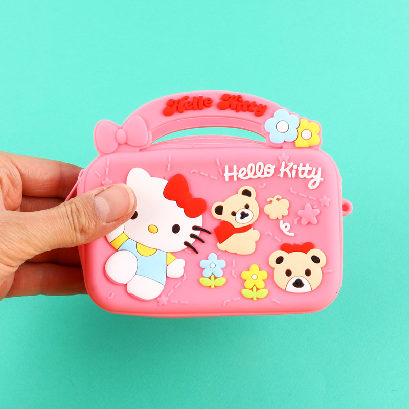 کیف هندزفری سیلیکونی بنددار چمدانی Hello Kitty