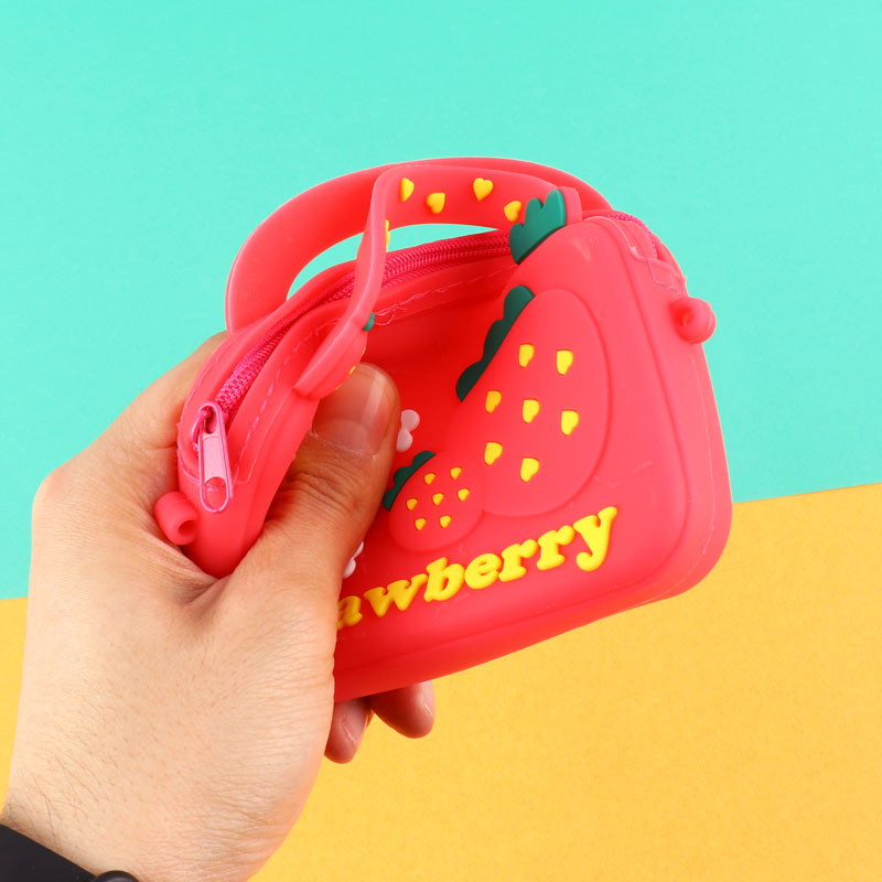 کیف هندزفری سیلیکونی بنددار چمدانی Strawberry