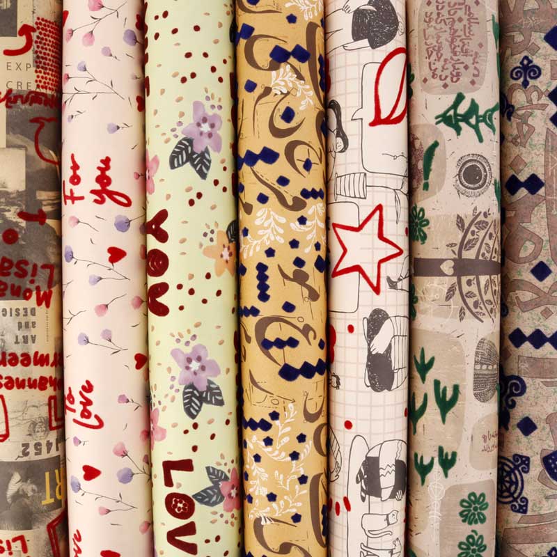 کاغذ کادو کرافت طرح دار طلاکوب مخمل بسته 10 عددی