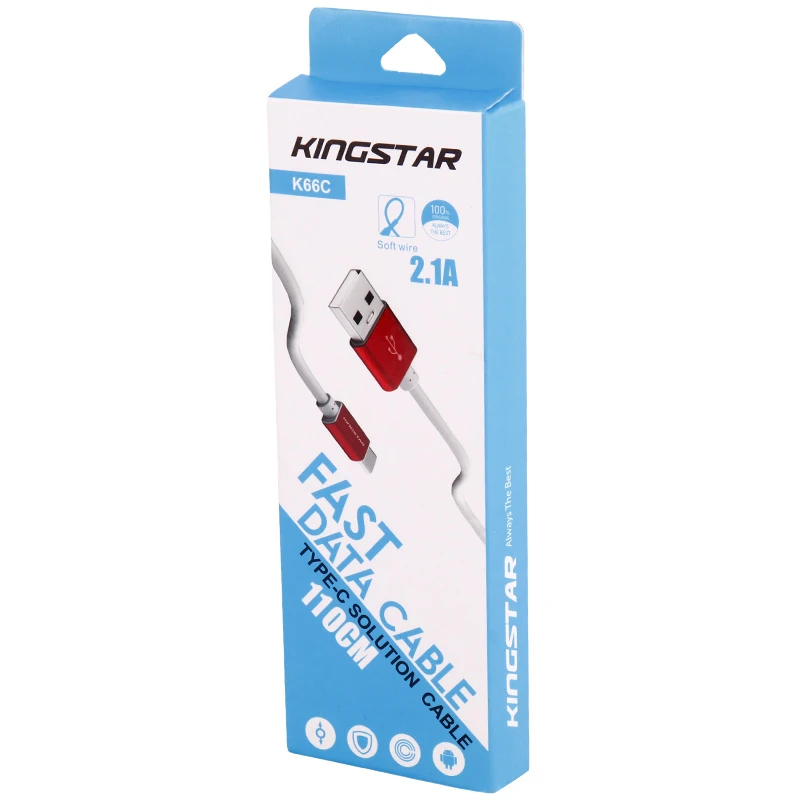 کابل تایپ سی فست شارژ 2.1 آمپر کینگ استار K66C طول 1.1 متر