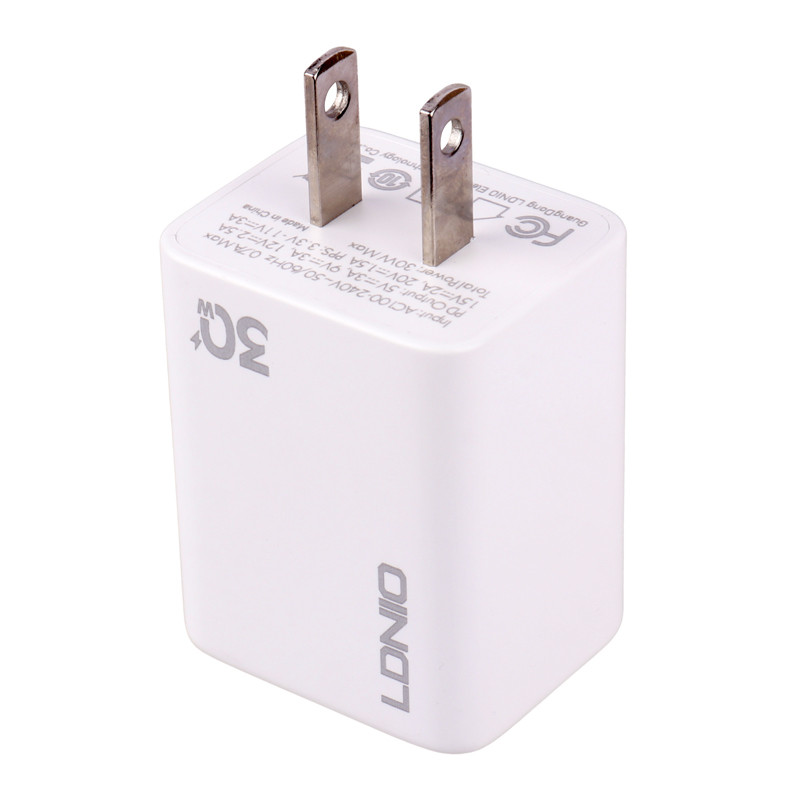 شارژر دیواری فست شارژ Ldnio A1508C PD 3A 30W Type-C + کابل تبدیل تایپ سی
