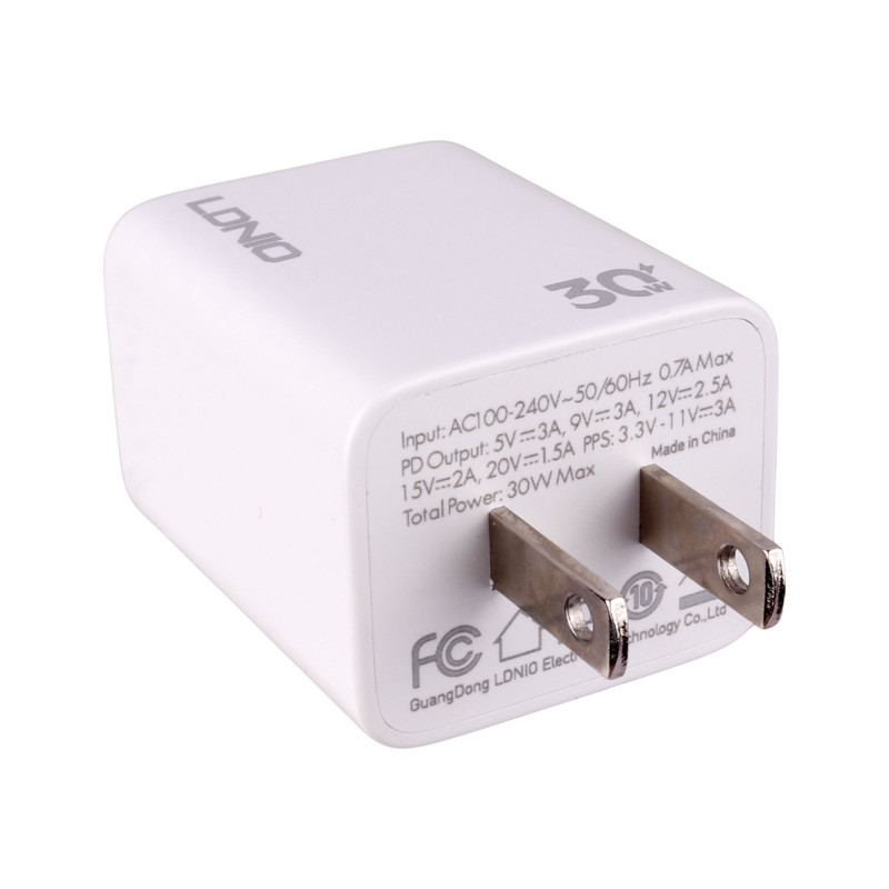 شارژر دیواری فست شارژ Ldnio A1508C PD 3A 30W Type-C + کابل تبدیل تایپ سی