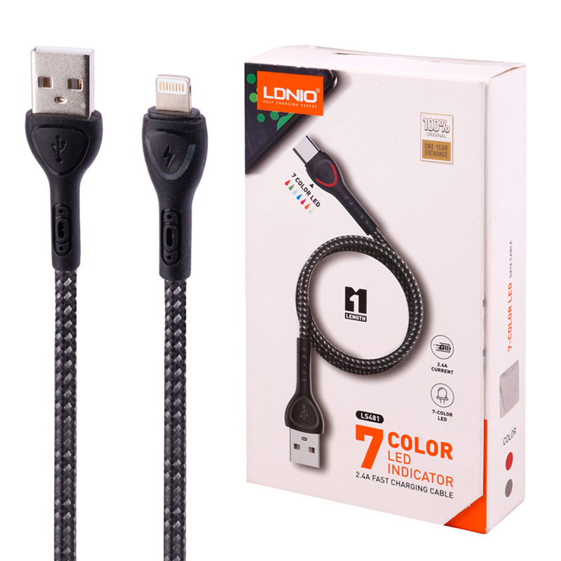 کابل آیفونی فست شارژ Ldnio LS481 2.4A 1m