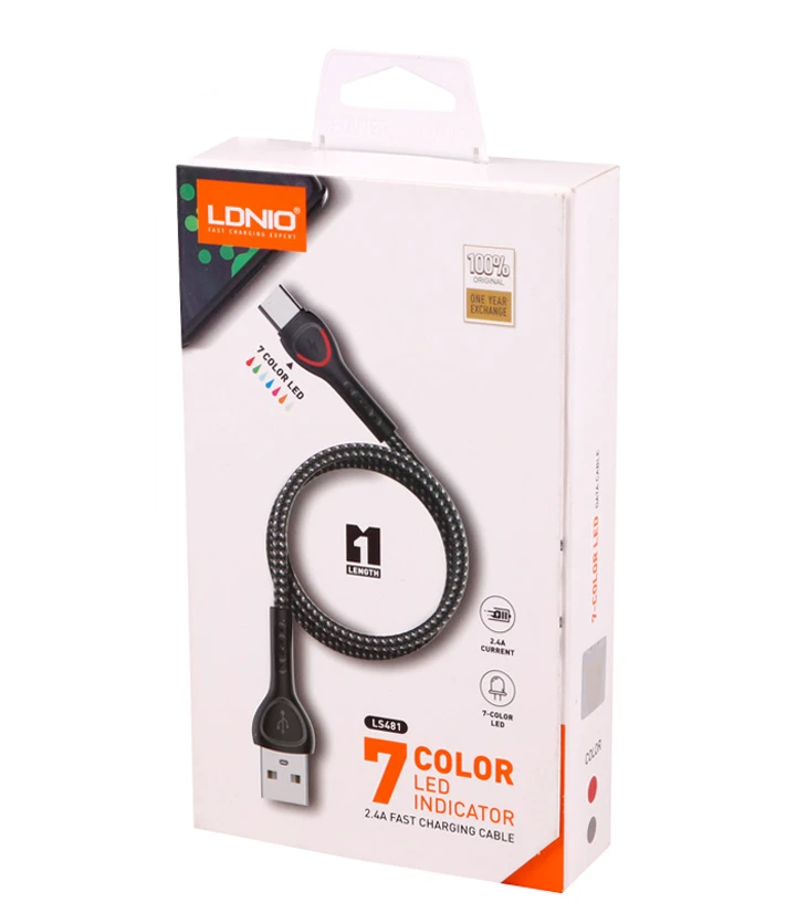 کابل میکرو یو اس بی فست شارژ 2.4 آمپر الدینیو LS481 طول 1 متر