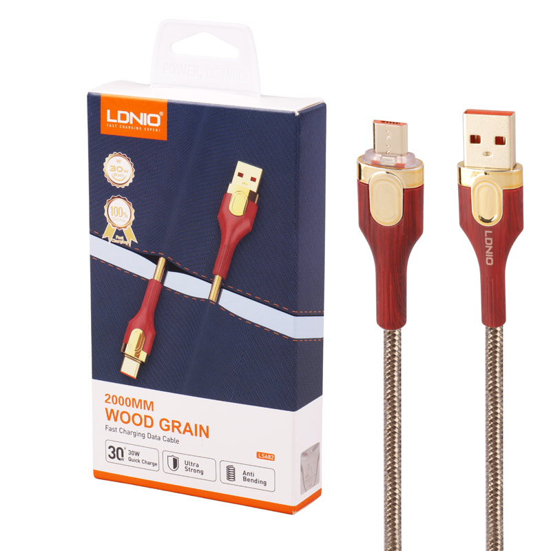 کابل میکرو یو اس بی فست شارژ Ldnio LS682 30W 2m